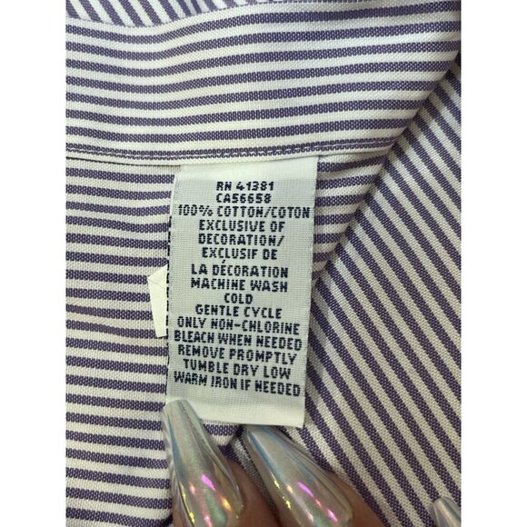 Ralph Lauren Long Sleeve Dress Shirt Purple White Stripe Size 16 40\41 - Picture 5 of 6